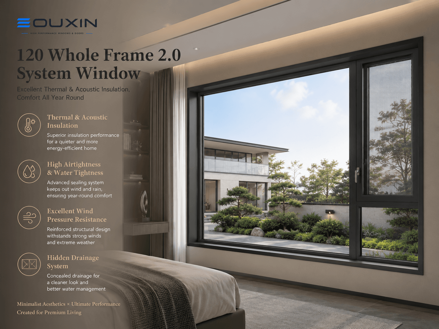 120 mm Integrated Thermal Break Window System (2.0 mm Profile Wall)